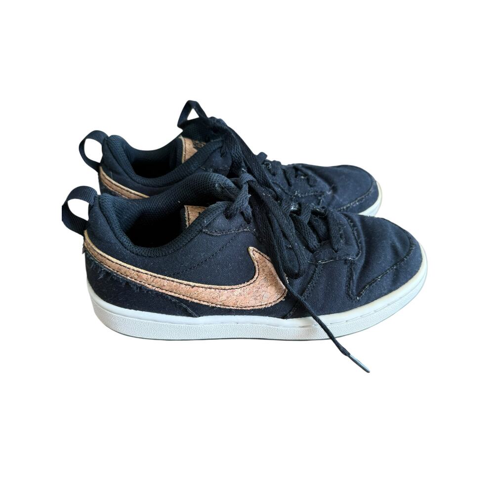 Nike Court Borough Low 2 Black Canvas Cork Swoosh Sneakers DC7949-001 Youth 5Y